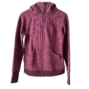 Lululemon Scuba Hoodie – Rose Print Burgundy (Size 8)